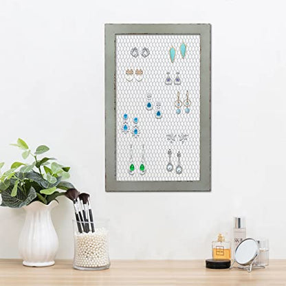 SOFE Rustic Chicken Wire Bulletin Board, Grid Wall Panel 18 × 29" - color: Grey