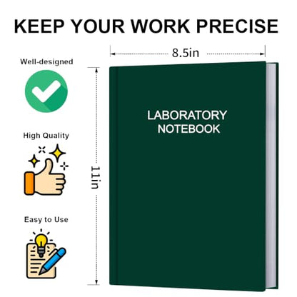 Lab Notebook/Laboratory Notebook - (.25" Grid Format), Laboratory Notebook Quad Ruled Science Lab Book with Grid Pages: Table of Contents for Chemistry, Physics, Biology, 8" x 10", Green - style: Green