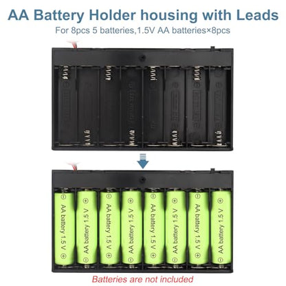 VWEICYY 2 x 8 AA Battery Holder housing with Leads,2PCS 8 x 1.5V AA Battery Holder Case
