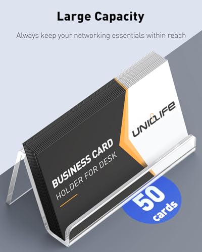 Uniclife 8 Pack Acrylic Business Card Holder for Desk, 50 Card Capacity - color: 50 Card Capacity, size: 8 Pack