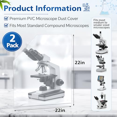 Wonderjune 2 Pack Thick Plastic Microscope Dust Cover