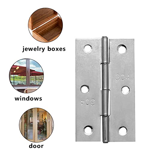 Piutouyar 6Pack 3 Inch Butt Hinge 304 Stainless Steel Mini Hinges - size: 3 Inch