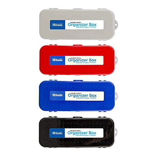 BAZIC PRODUCTS Double-Deck Organizer Box, Classic Color, 4-Set - size: 4-Pack