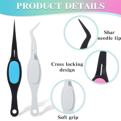 Ymapinc 2PCS Reverse Tweezers for Crafting - Stainless Steel - color: Black+white