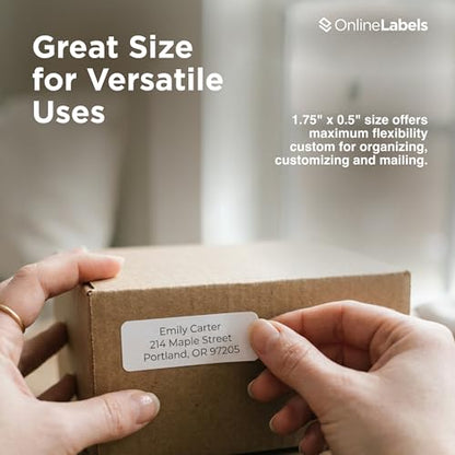 OnlineLabels 1.75" x 0.5" Return Address Labels - White Matte - 10 Sheets - size: 10 Sheet Pack