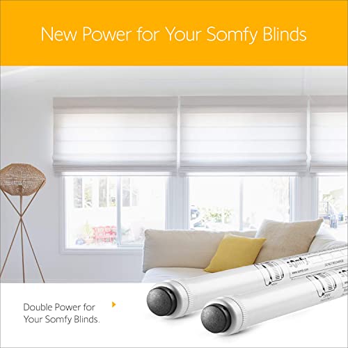 somfy 12V DC Reloadable Battery Tube 2 Pack and Y Harness - 2 Replacement Battery Tubes - 12V Dual Battery Wands for RTS Motors - Power Blinds & Shades – Easy to Install – #9018685, 9018625 - size: Pack of 2