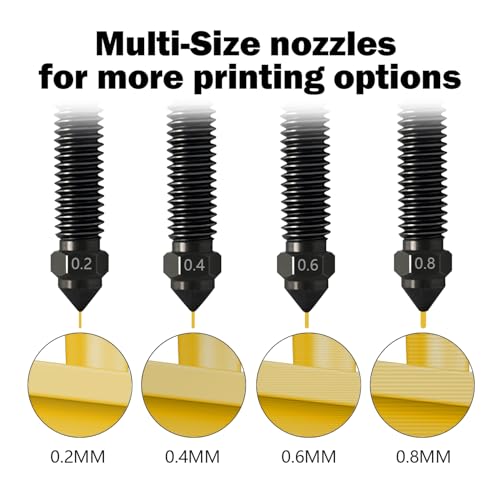 6PCS 0.2MM 0.4MM 0.6MM 0.8MM Hardened Nozzles for Centauri Carbon/CC/CC2 - style: 6PK 0.2/0.4/0.6/0.8mm