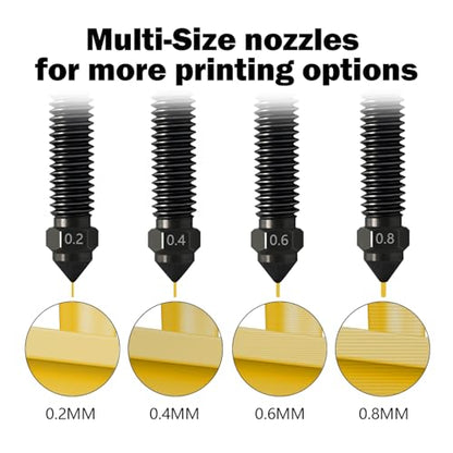 6PCS 0.2MM 0.4MM 0.6MM 0.8MM Hardened Nozzles for Centauri Carbon/CC/CC2 - style: 6PK 0.2/0.4/0.6/0.8mm