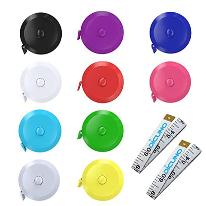 DiCUNO 10-Pack Soft Retractable Measuring Tape, 60-Inch 1.5 Meter, 10Colors - color: 10 Colors