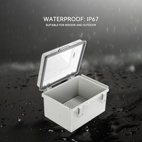 Mollom Transparent Cover Outdoor Junction Box (8.3x6.3x5.1In) - size: 8.3x6.3x5.1"