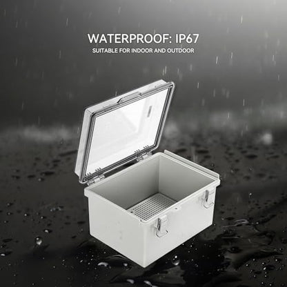 Mollom Transparent Cover Outdoor Junction Box (8.3x6.3x5.1In) - size: 8.3x6.3x5.1"