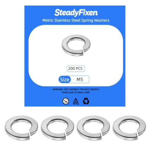 M5 Spring Lock Washers,Metric Split Lock Washer,304 Stainless Steel Lock Washers,200PCS - size: M5 200PCS