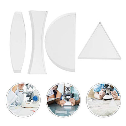 Uonlytech Optical Lens Set 4 pcs Physics Teaching Aids with Cylindrical Convex Lens Cylindrical Concave Semicircular and Equilateral Triangle for Light Refraction Classroom