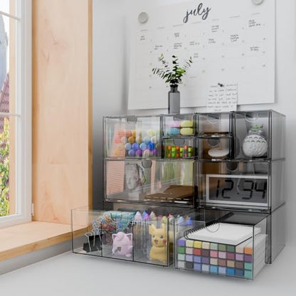 Clear 10-Drawer Stackable Desk Organizer Storage Set - size: 10 drawer clear