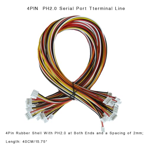 20Pcs JST PH2.0mm 4PIN Female Connection Plug 40cm Length Terminal Connector Serial Terminal Cable