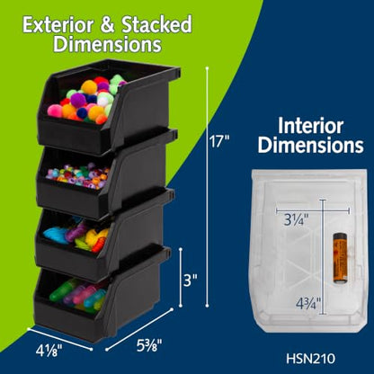 ReadySpace Extra-Small Stackable Plastic Storage Bins, 12-Pack, Black - color: Black, size: Extra-Small, 12-Pack