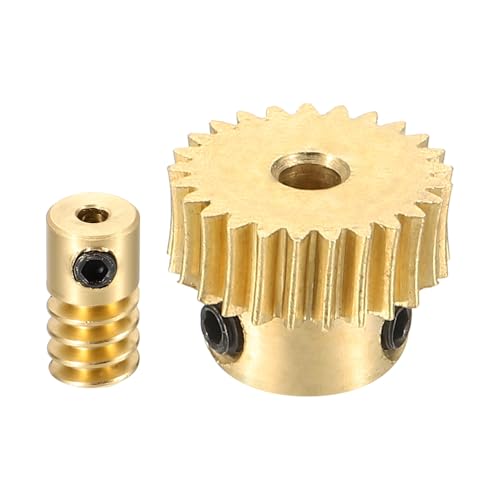 uxcell Worm Gear Set Right Rotation 25T 0.5 Module 1:25 Reduction Rate - size: Gear-3mm, Rod-2mm Bore, style: 0.5M-25T