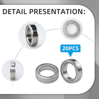 20Pcs 6700ZZ Deep Groove Ball Bearings, Double Metal Shielded Ball Bearing