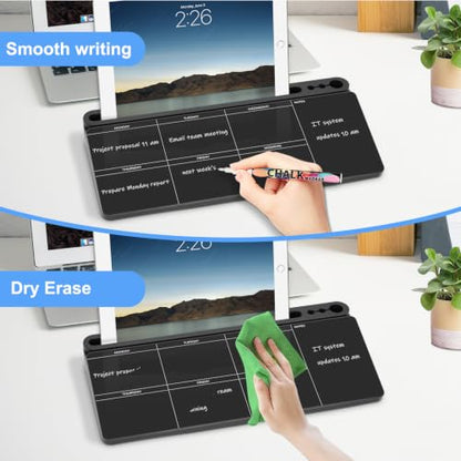 Desktop Glass Whiteboard with Storage, Weekly Calendar Desk White Board - color: Organizer-black Weekly Planner