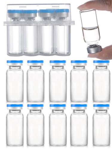 20ml Glass Vials - Self-Healing Injection Port, Sterile Empty Vials with Sealed Cap (10 Pack) - size: 20ml