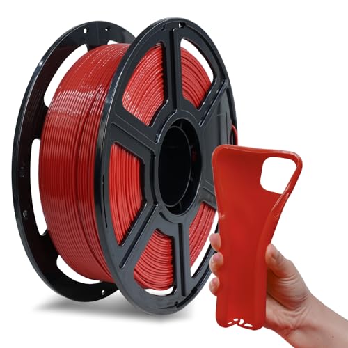 FLASHFORGE PLA Flexible 1.75 mm, 4X Longer Stretch 3D Printer Filament 1Kg (2.2lbs) Spool - Dimensional Accuracy +/- 0.02 mm, Ideal for Printing Soft Accessories - color: Red