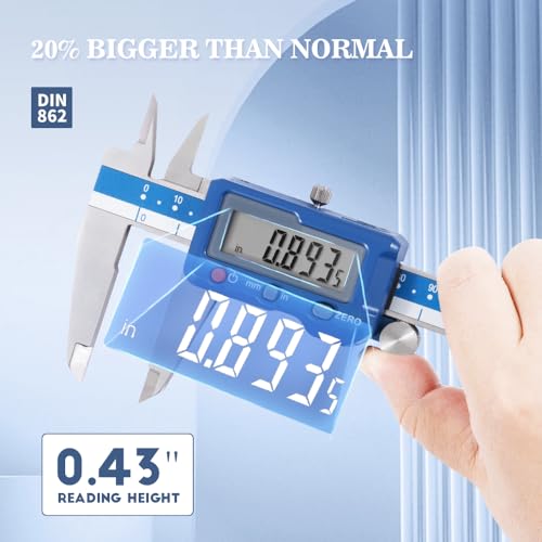 Dasqua 12”/300mm Digital Caliper, Stainless Steel Precision Measuring Tool with Advanced Dual Chip, Large LCD, Resolution 0.0005”/0.01mm, Accuracy ±0.0012”/0.03mm - size: 0-12"