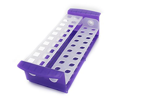Heathrow Scientific HS120498 Multi-Tube Rack, 10 mm - 17 mm, 3.03" Height, 12.16" Length, Polypropylene, Purple/Natural