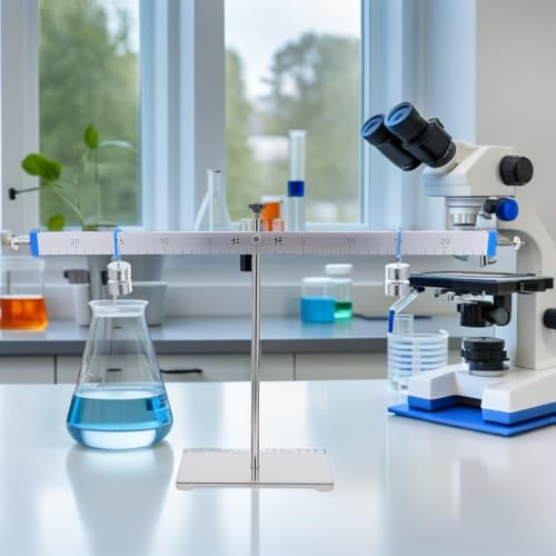 Alloy Lever Balance with 50cm Aluminum Stand and 10 Hook Weights Physics Teaching Tool for Classroom Experiments and Balance Equation Demonstrations