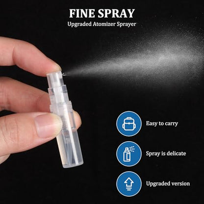 Chiallco Mini Perfume Sample Bottles, 3 ml Plastic Small Spray Bottle 10 Pack, Fine Mist, Portable Perfume Travel Refillable Bottle, Upgraded atomizer sprayer, Clear - style: 3ML