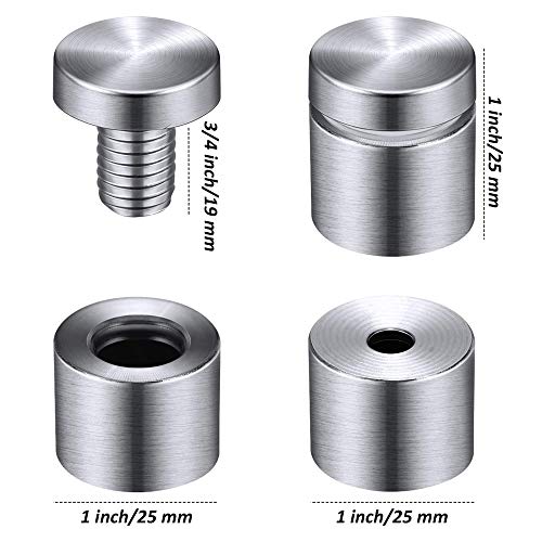 1x1Inch 16 Sets Standoff Screws Sign Stainless Steel Wall Mounting Hardware - size: 1" x 1"