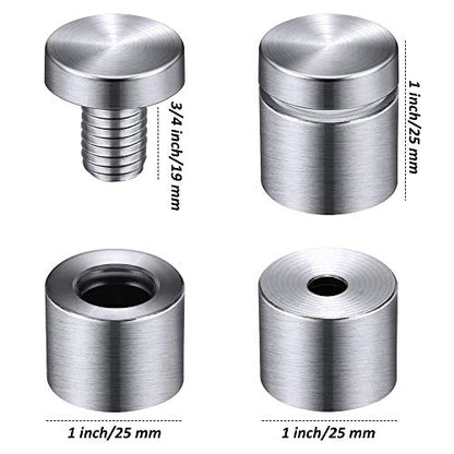1x1Inch 16 Sets Standoff Screws Sign Stainless Steel Wall Mounting Hardware - size: 1" x 1"