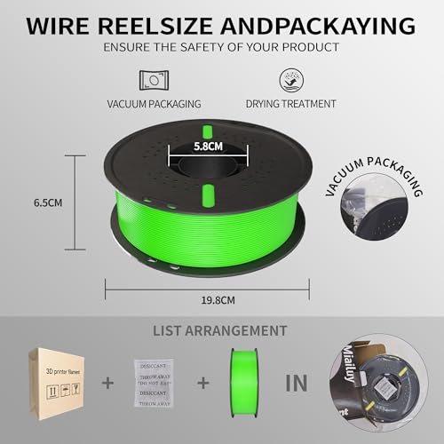 PLA+ Filament 1.75mm Green 1kg,Dimensional Accuracy +/- 0.02mm - color: Green