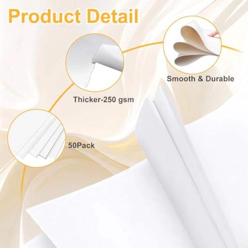 11"x14" White Poster Board, 50 Pack Poster Paper Bulk, 250GSM Heavyweight - color: White, size: 11x14 inch
