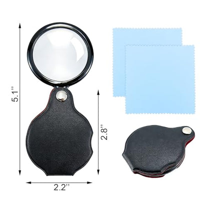 BlingKingdom 2 PCS Pocket Magnifying Glasses with Rotating Protective Sheath, Handy Folding Magnifier Mini Magnifying Lens Magnify Glass for Senior Reading Small Print Label