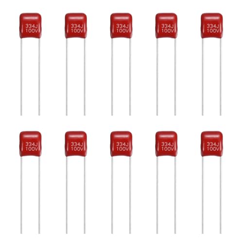 MECCANIXITY Capacitors Kit CBB21/CBB22 100V 334J 0.33UF Red 20 PCS - style: 100V 334J 0.33UF
