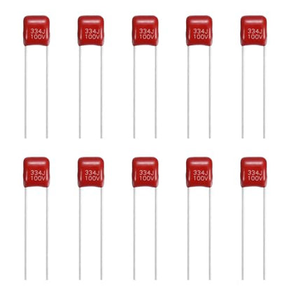 MECCANIXITY Capacitors Kit CBB21/CBB22 100V 334J 0.33UF Red 20 PCS - style: 100V 334J 0.33UF