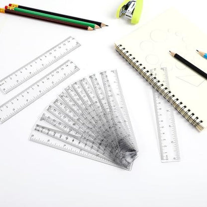 150 Pcs 6 Inch Ruler Clear Plastic Rulers Bulk for Classroom Flexible Small Straight Rulers with Inches and Centimeters Transparent Ruler First Day of School Gift for Students Back to School Office