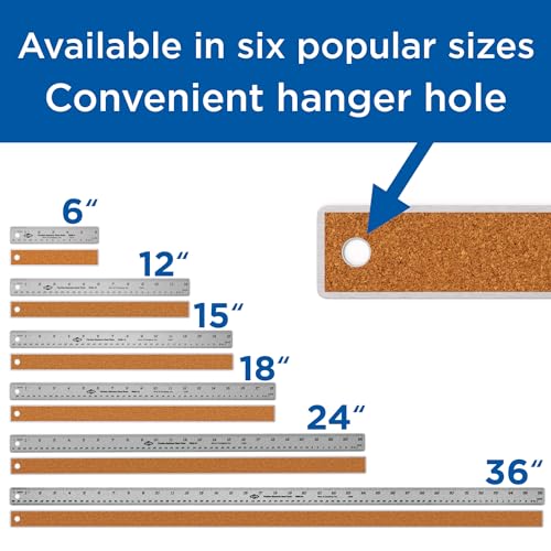 ALVIN Stainless Steel Ruler 24 Inches Model R590-24 Drawing and Design Tool for Students and Professionals, Great for Drafting, Architecture, Engineering, and Art - Stainless Steel Ruler -24 Inches - style: 24"