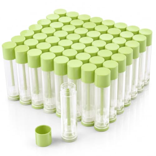 LotFancy 50PCS 5.5ml (3/16 Oz) Empty Lip Balm tubes, Green Caps - color: Green Cap