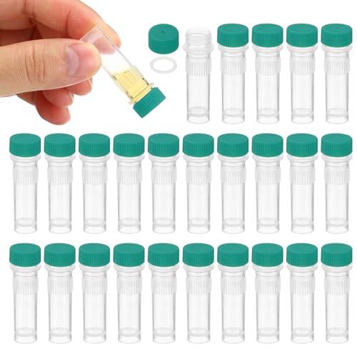 PATIKIL 1ml Plastic Cryogenic, 25Pcs Self Standing Cryogenic Vial Screw Top Frozen Test Tube for Lab Laboratory Science, Green Cap - color: Green, size: 1ml