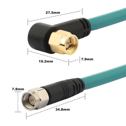 1ft 2-Pack SMA Male to SMA Male RG142 Coaxial Cable Jumper 50 Ohm - size: 12 inch / 30cm