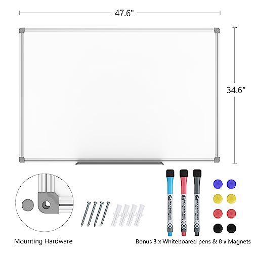 Lockways 48 x 36 Inch White Board 2 Pack | 4 x 3 Dry Erase Boards Magnetic Whiteboard for Office School and Home - color: Silver, size: 48" x 36" 2 Pack