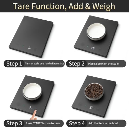 Homebuds 22lb Digital Food Scale Precision 0.1oz/1g, Kitchen Scale Big LED - color: Black