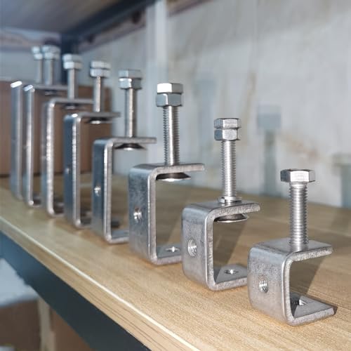 Stainless Steel C Clamps 3.2In for Mounting, Heavy Duty Metal U Clamp for Metal Working Small Desk Clamp with Stable Wide Jaw Opening & Protective Pads/I-Beam Design (2pcs) - color: 3 3/8 In-2pcs-86mm