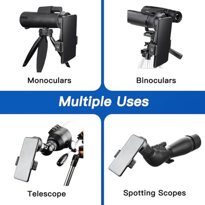 Phone Telescope Adapter 360° Rotating Digiscoping Mount for 16-50mm Eyepieces Fits Most Telescopes, Spotting Scopes & Microscopes – Adjustable Cell Phone Holder for Digiscoping （with Wireless Shutter）