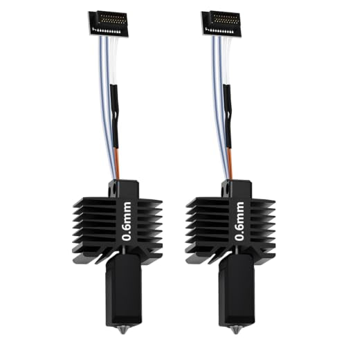 2PCS 0.6mm P1S P1P Hotend, Upgraded All-Metal Hardened Steel Nozzle Hotend Pre-Assembled with 24V 48W Ceramic Heater & High-Temp Thermistor Replacement Hot end for Bambu Lab P1 Series 3D Printers - size: 0.6mm
