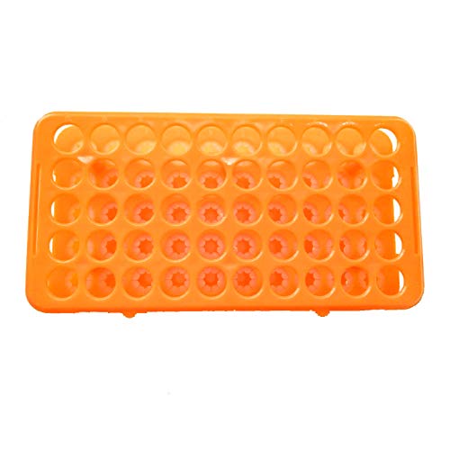 MUHWA Plastic Test Tube Rack with Silicone Pad Tubes 50 Positions 18 mm Centrifuge Tube Racks (Orange) - color: Orange