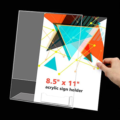 6 Pcs Acrylic Sign Holder Business Card Holder, 8.5 x 11 Inch, Side Insert - color: Side Insert, size: 8.5 x 11 Inch