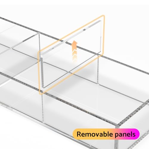 HIIMIEI 3 Section Acrylic Drawer Organizer Tray - size: 4'' x 12''