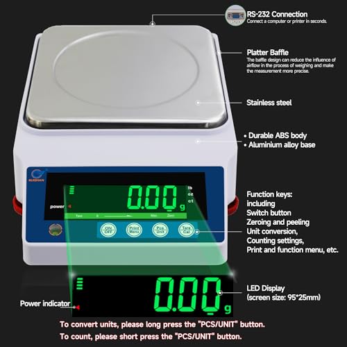 Large Range Lab Scale - 6kg Precision Electronic Digital Analytical Balance Scale - size: 6000 g / 0.01 g